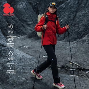 SCALER思凯乐户外秋冬男女加厚软壳裤登山裤保暖弹力裤直筒休闲裤