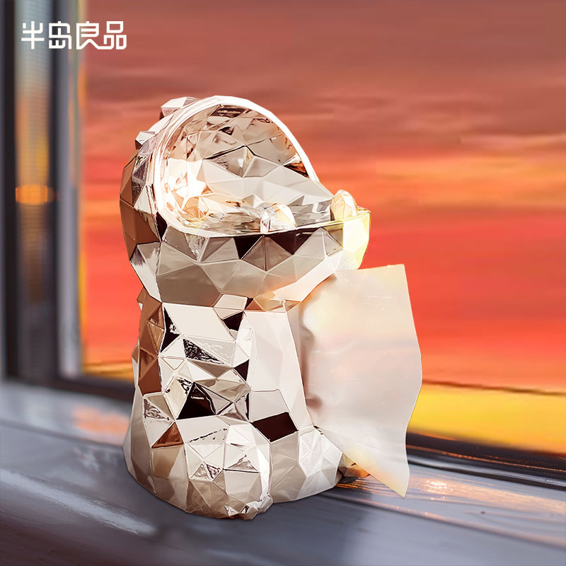 恐龙纸巾盒客厅高档轻奢抽纸盒创意家用多功能茶几餐巾纸收纳摆件