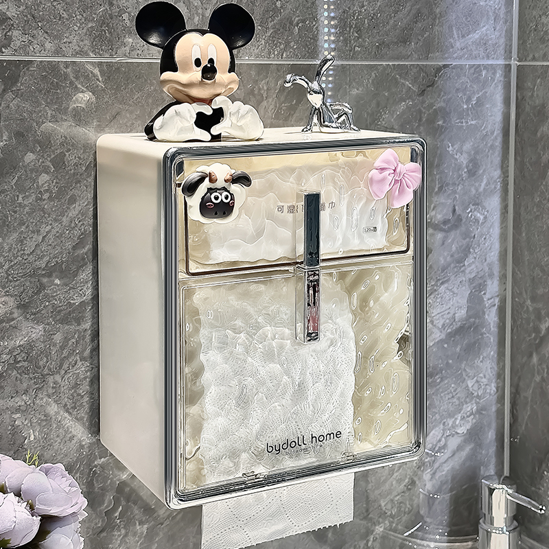 卫生间厕纸盒轻奢厕所纸巾盒美家爆款高档防水洗脸巾收纳盒壁挂式
