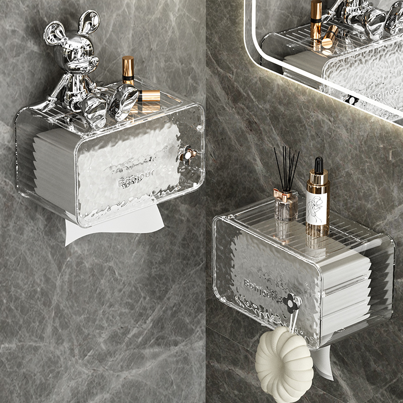 新款高透冰川纹洗脸巾收纳盒