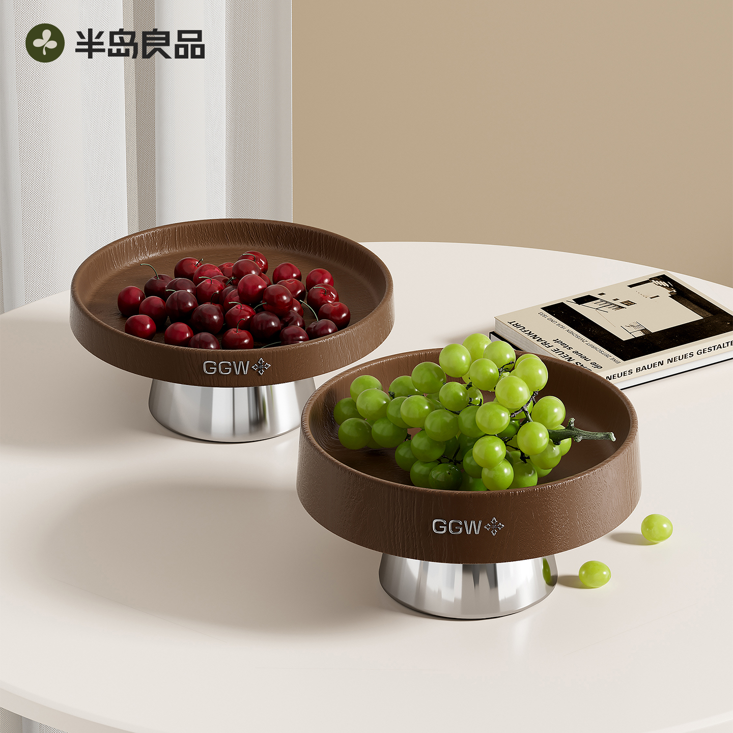 水果盘客厅茶几家用轻奢高档干果盘高颜值高脚中古风2025新款Y