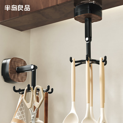 2025新款厨房旋转挂钩无痕免打孔墙上吸盘壁挂置物架勺子铲子收纳
