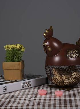 创意铁艺肥鸡存钱罐桌面摆件