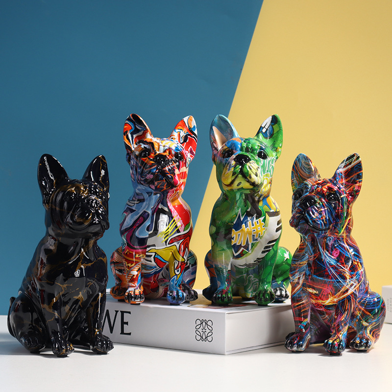 创意高档欧式斗狗动物模型摆件
