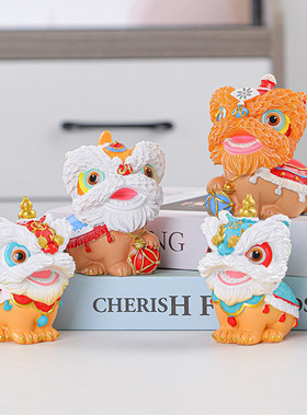 新中式醒狮摆件国潮风招财进宝