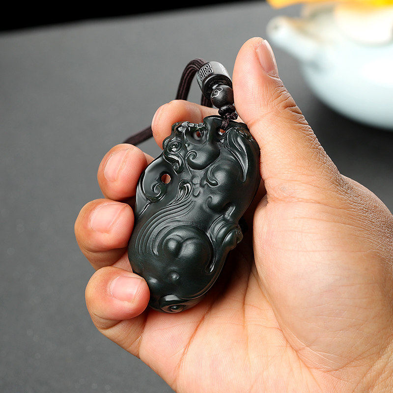 新疆和田玉手把件塔青玉貔貅把件男士玉石把玩件女士随身手玩件