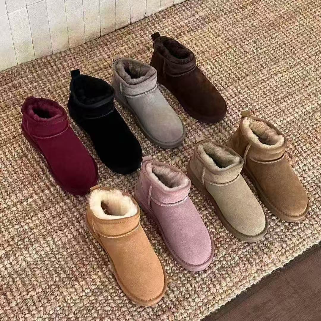 韩版时尚真皮羊毛保暖雪地靴女