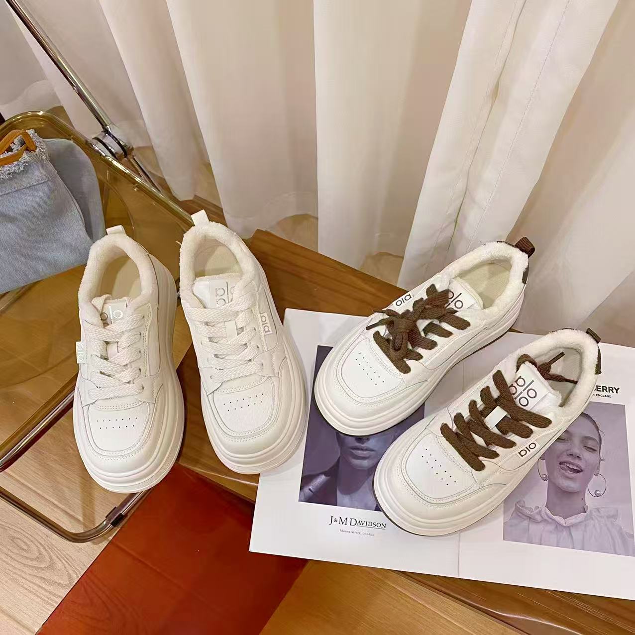 韩版真皮时尚休闲运动鞋女