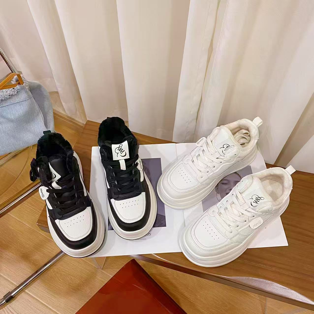 韩版真皮时尚休闲运动鞋女