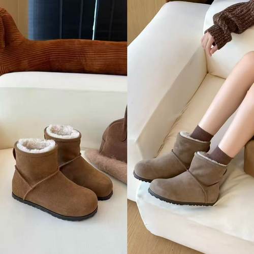 时尚真皮羊毛保暖雪地靴女