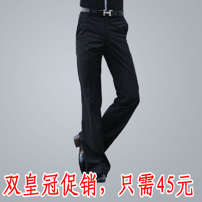 春夏喇叭裤男式微喇裤黑色抗皱