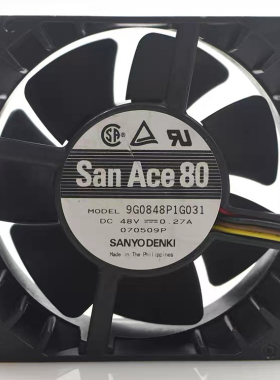 三洋 SONYO 8038 48V 0.27A 9G0848P1G031 双滚珠 8CM 散热风扇