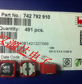 742792910 WE2910 12UH 200欧 5.5A 12*12*8 WURTH差模滤波电感