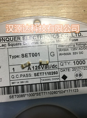 SET001 1A 125VAC/DC CQT1A 2410 CONQUER功得厂家贴片延时保险丝