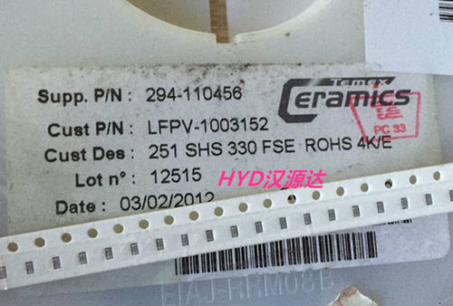 251SHS330FSE 600S330 TEMEX贴片高频高压电容 0603 33P 1% 250V