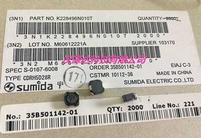 CDRH5D28RNP-101NC 100UH 0.4A 6X6X3MM SUMIDA原装屏闭功率电感