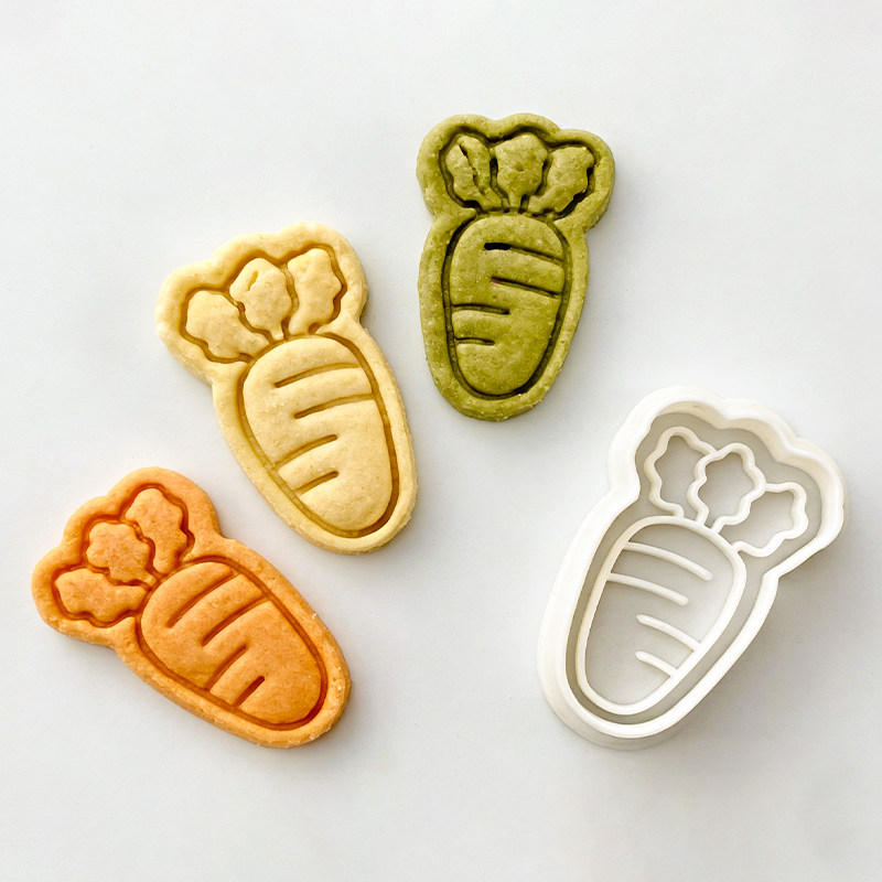 蔬菜卡通饼干模具胡萝卜 手工DIY黄油曲奇3D立体按压式印花饼干模