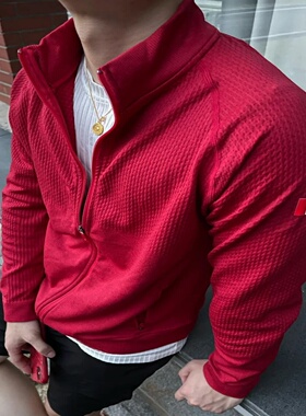 lu同款加拿大立领拉链卫衣肌理感运动休闲户外健身开衫外套夹克男