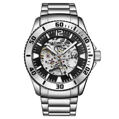 代购Stuhrling男士腕表自动上链夜光计时日期钢带防水镂空金属