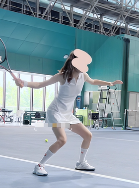 代购Wilson Riverside 威尔胜女士网球连衣裙全穿孔透气白色POLO