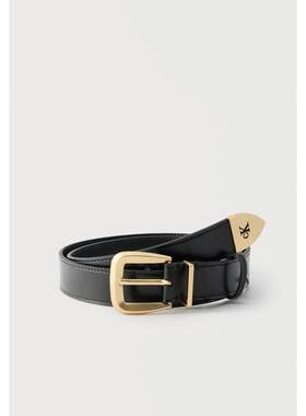 海外代购Calvin Klein/凯文克莱女士皮带针扣宽版黑色金色扣头