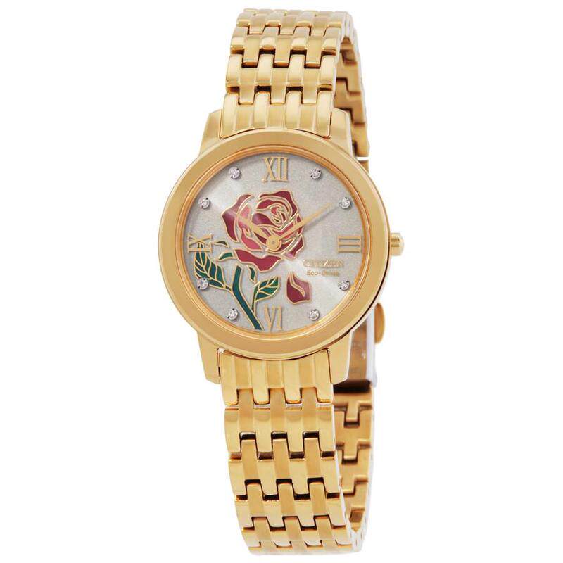 代购Citizen西铁城女士腕表太阳能计时夜光防刮金表钢带防水