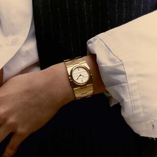 代购BREDA SYNC 18K镀金表壳简约小众手表女钢带复古气质休闲石