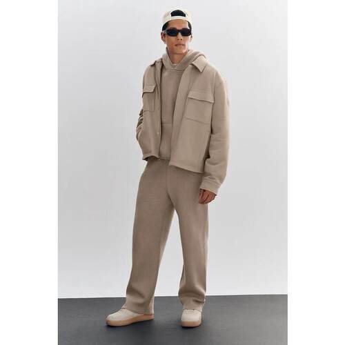 海外代购ALO男士运动长裤保暖侧边拉链口袋针织直筒街头休闲