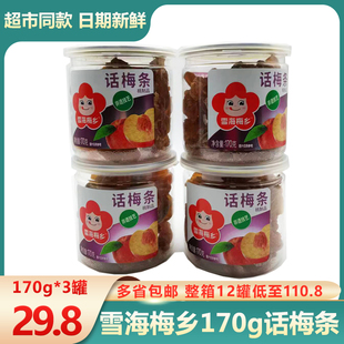 雪海梅乡话梅条170g*3罐话梅肉蜜饯无核酸甜孕妇零食果干即食食品
