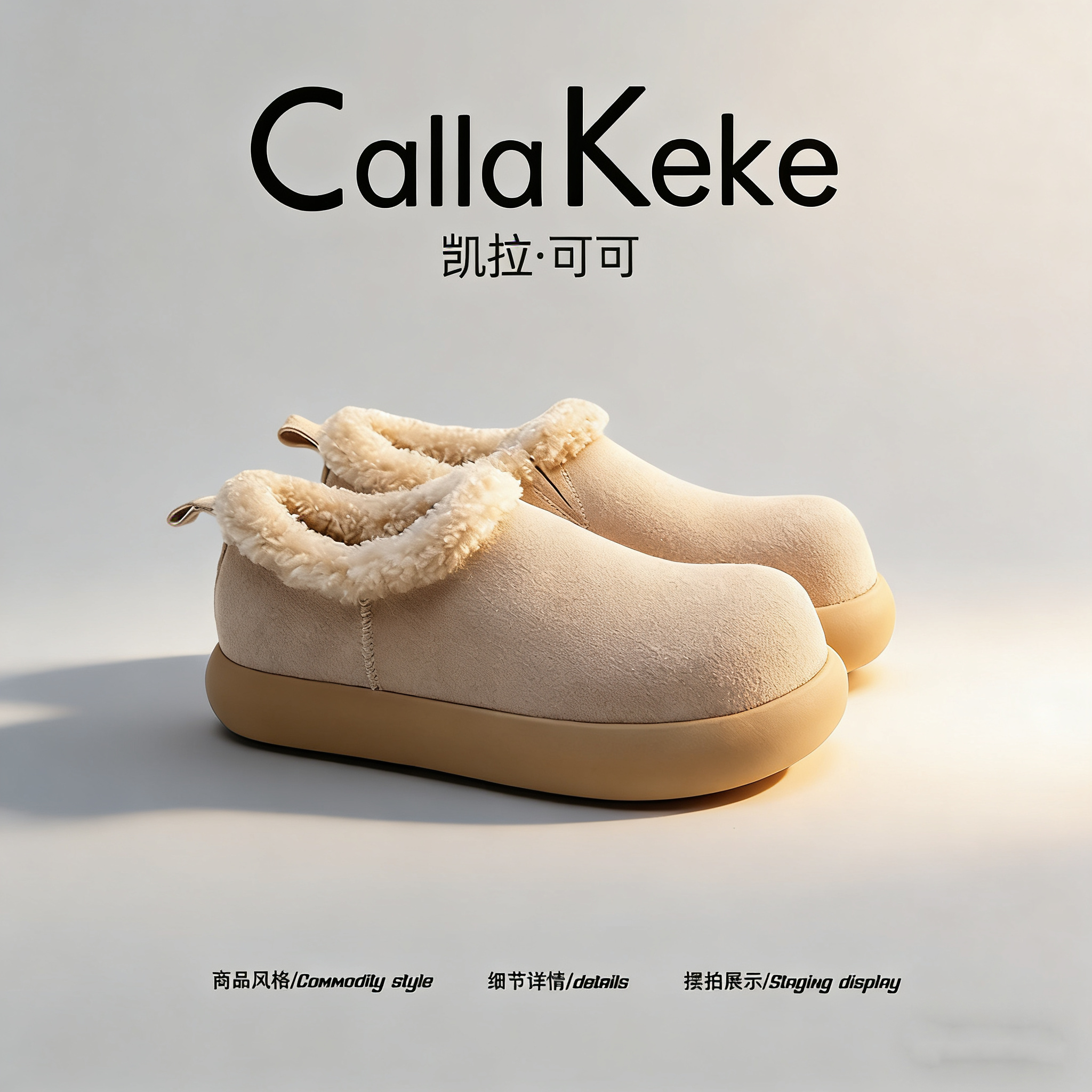 美国Calla Keke小土豆勃肯鞋厚底男女全包加绒保暖毛毛棉鞋雪地靴