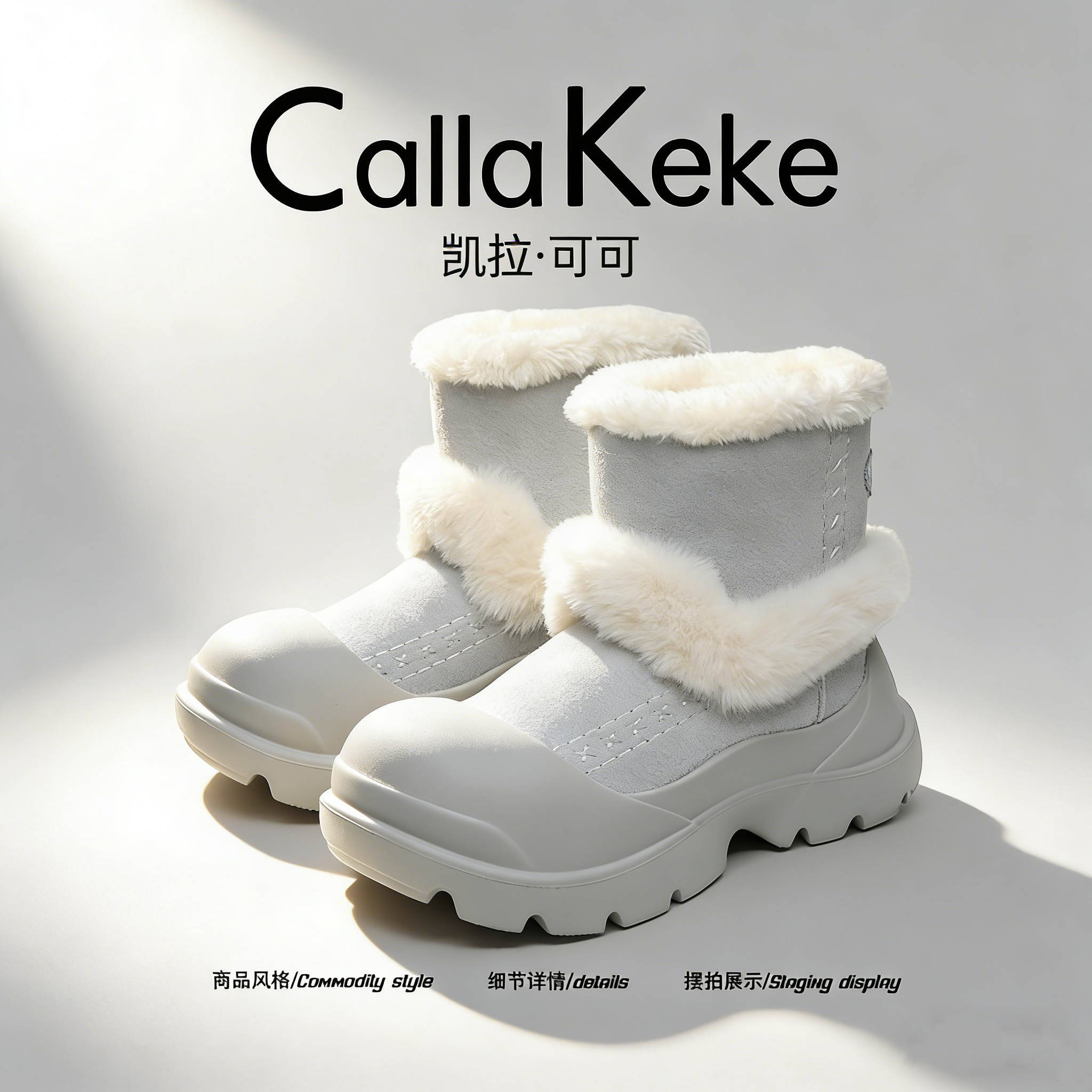 美国Calla Keke冬季雪地靴女户外厚底保暖百搭休闲加绒毛毛棉鞋子