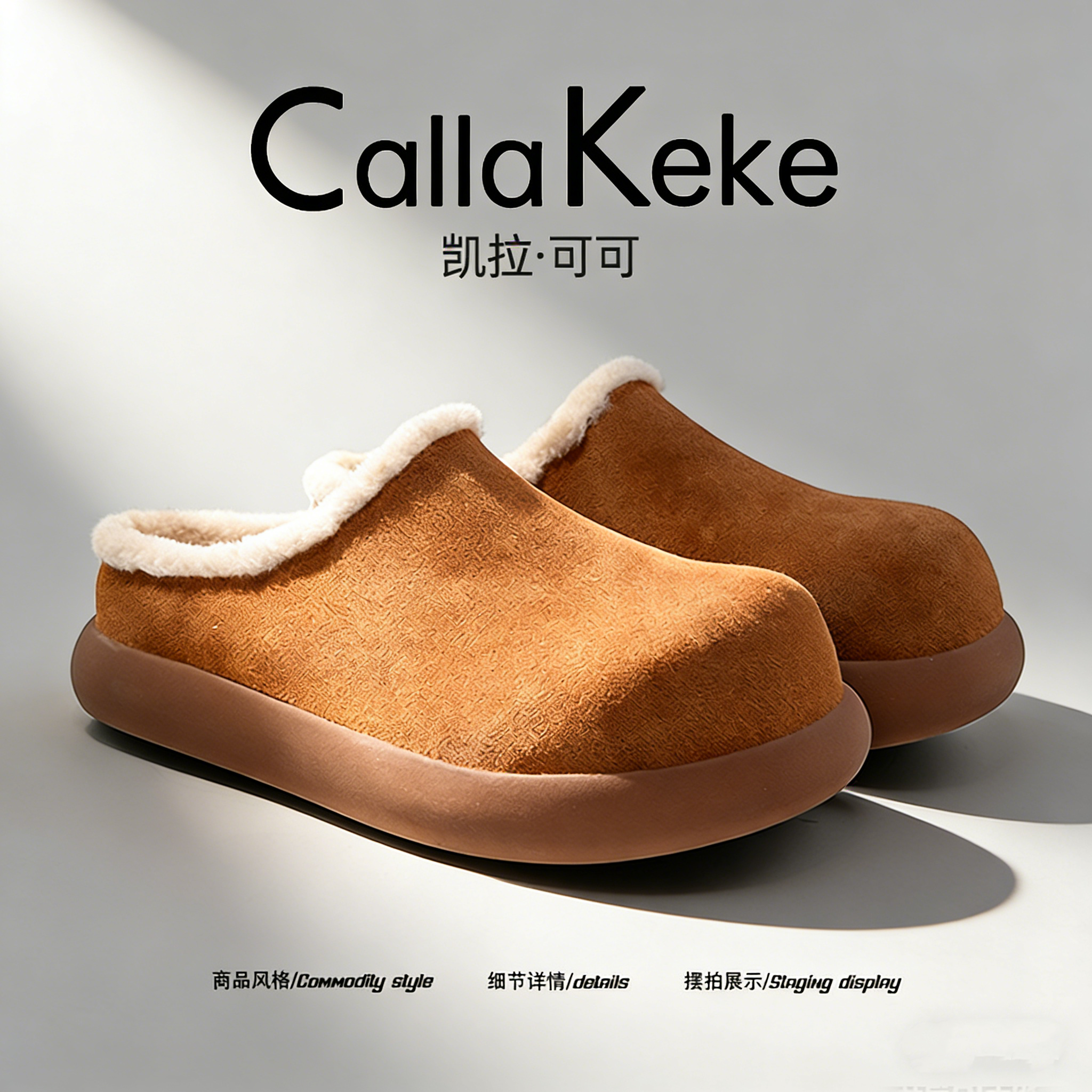 美国Calla Keke厚底小土豆勃肯鞋男女冬季加绒保暖毛毛棉鞋雪地靴