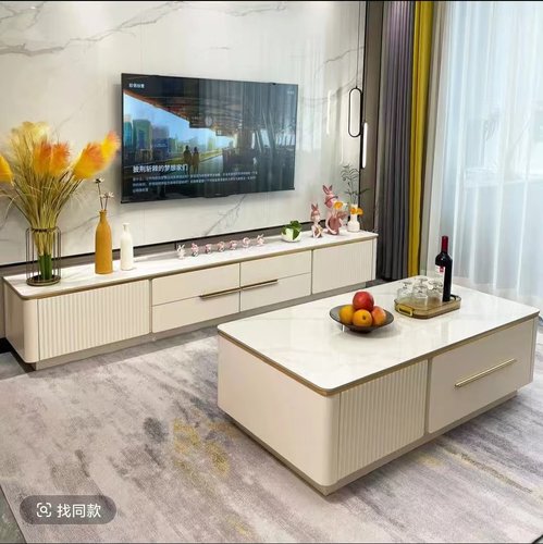 2025新款实木轻奢电视柜茶几组合套餐岩板现代简约客厅落地柜烤漆
