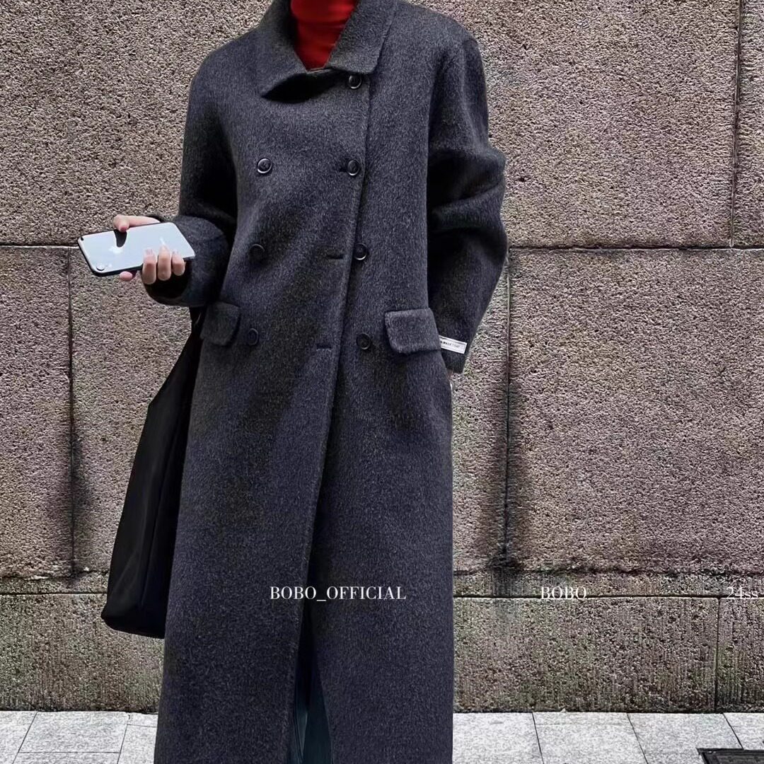 BOBO秋冬新款6019学院风双面羊毛大衣女气质中长款显瘦双面呢外套