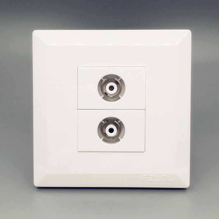 双电视插座 二位2位双联有线闭路电视tv开关面板 暗装86型开关