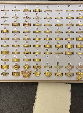 新中式国潮风精工闭口戒指素圈泥鳅背碎冰冰钱币福字马赛克指环戒