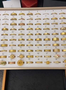 新中式国潮风精工闭口戒指素圈泥鳅背碎冰冰钱币福字马赛克指环戒