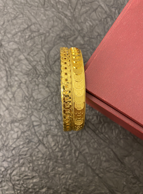 新中式国潮风古法碎冰冰钱币钱多多铜钱有钱必应岁岁多金闭口手镯