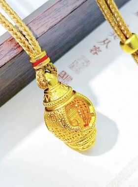 新中式国潮风古法镂空花丝钱币纹佛头吊坠随身佛挂坠毛衣链