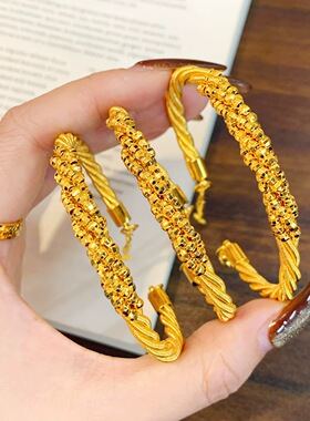 新中式金店同款爆闪麻花蹦迪珠弹力手链转运珠叠戴手镯戒指送女友