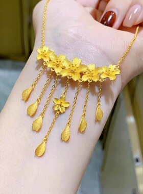 新中式国潮风古法繁花花月佳期繁花似锦婚嫁系列花朵订婚项链高级