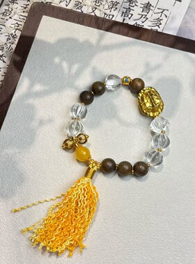 新中式国潮风古法富甲一方金刚杵手链南瓜珠龟壳流苏手串送女友
