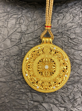 新中式国潮风八宝罗盘点钻福运金刚杵吊坠毛衣链