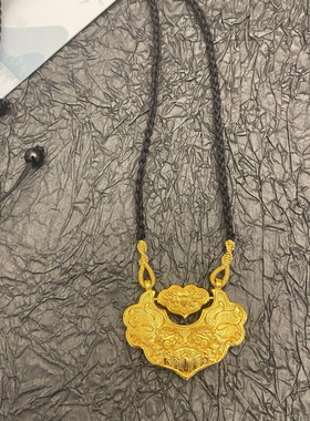 新中式双钩锦鲤锁包编绳长命锁吊坠如意富贵项链