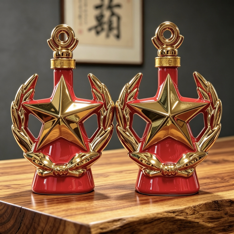 空瓶  五角星景德镇陶瓷酒瓶酒壶密封装饰创意酒坛家用1斤装