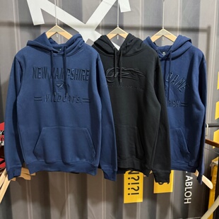 外贸北美NCAA大学潮流万针刺绣美式休闲连帽卫衣秋冬加绒宽松上衣