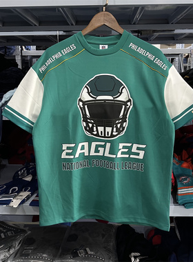MAX和NFL联名费城老鹰队圆领美式短袖挺括面料宽松速干运动T恤潮