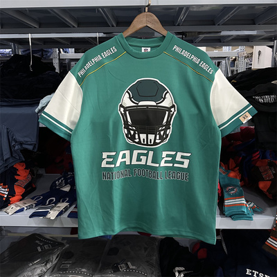 MAX和NFL联名费城老鹰队圆领美式短袖挺括面料宽松速干运动T恤潮