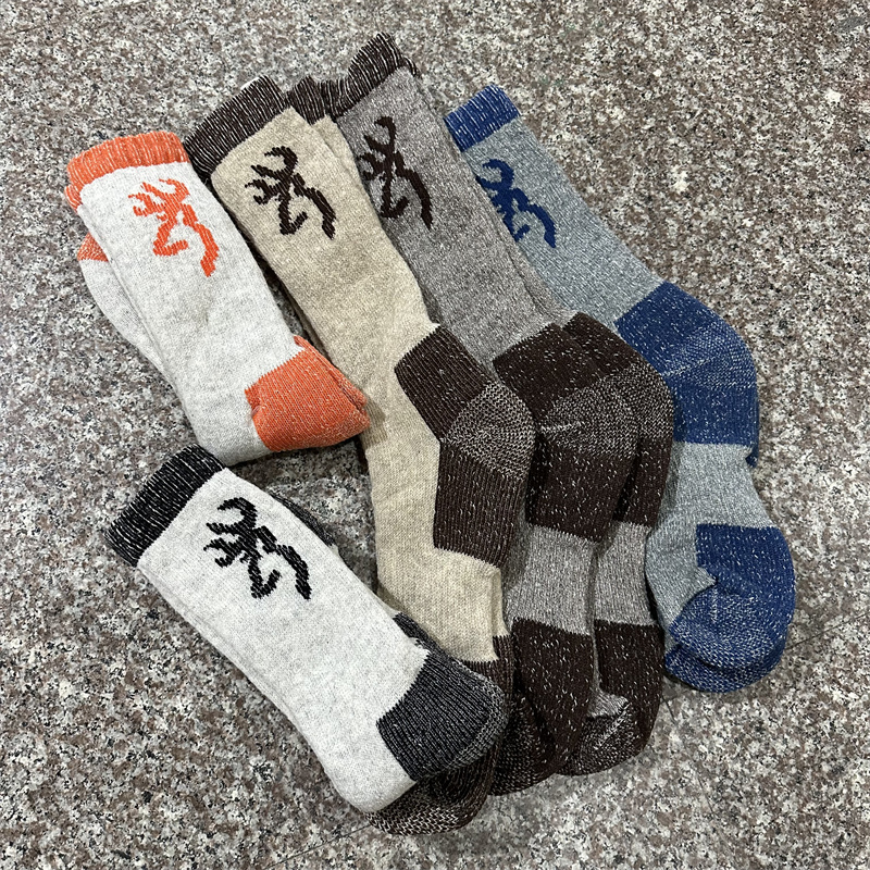 美单狩猎鹿角过冬袜袜子冬季羊毛毛圈袜长筒保暖加厚中筒高筒长袜