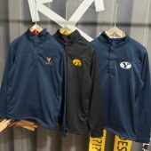 NCAA联盟刺绣运动卫衣立领复合绒秋冬保暖透气宽松半高领按扣长袖